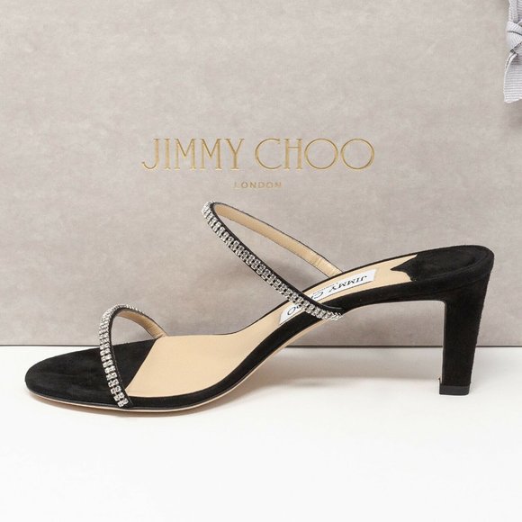 Jimmy Choo Brea 65 Black Suede Crystal Heels Size 39 EU (9 US) - Picture 5 of 11